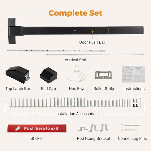BEAMNOVA Black + Metallic Vertical Rod 32 Inch Door Panic Bar Exit Device Commercial Door Push Bars in Saudi Arabia
