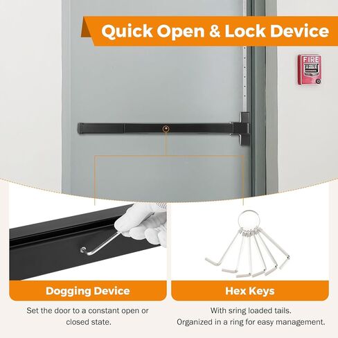 BEAMNOVA Black + Metallic Vertical Rod 32 Inch Door Panic Bar Exit Device Commercial Door Push Bars in Saudi Arabia