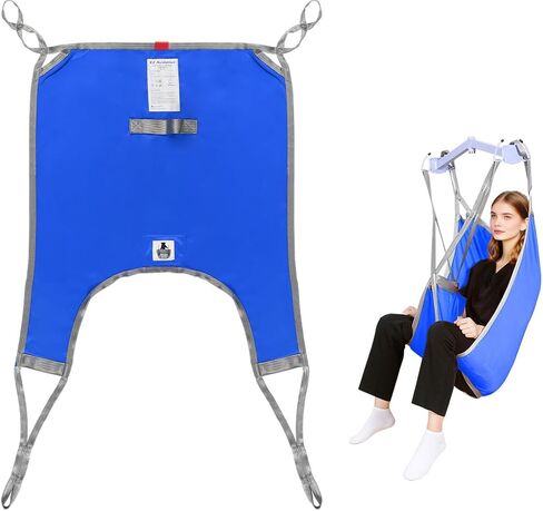 EZ Assistive Patient Lift Divided Leg Sling with Lower Back, Lift Sling for Transfer and Positioning and Lifting, 500lb Weight Capacity(Blue, L) in Saudi Arabia