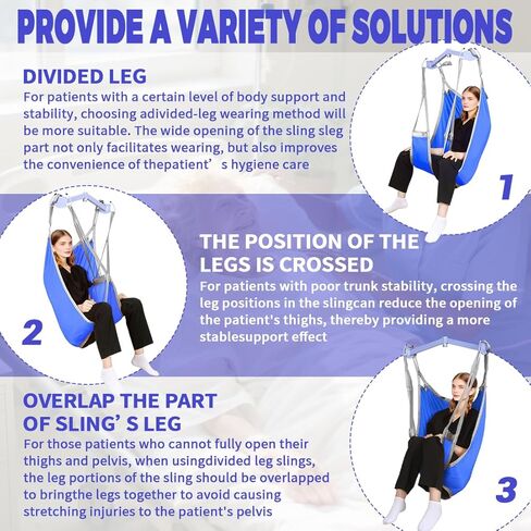EZ Assistive Patient Lift Divided Leg Sling with Lower Back, Lift Sling for Transfer and Positioning and Lifting, 500lb Weight Capacity(Blue, L) in Saudi Arabia
