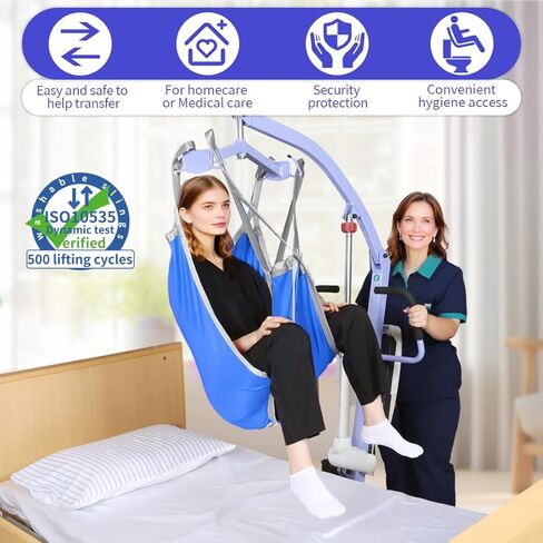 EZ Assistive Patient Lift Divided Leg Sling with Lower Back, Lift Sling for Transfer and Positioning and Lifting, 500lb Weight Capacity(Blue, L) in Saudi Arabia