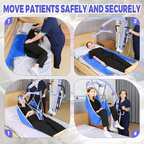 EZ Assistive Patient Lift Divided Leg Sling with Lower Back, Lift Sling for Transfer and Positioning and Lifting, 500lb Weight Capacity(Blue, L) in Saudi Arabia