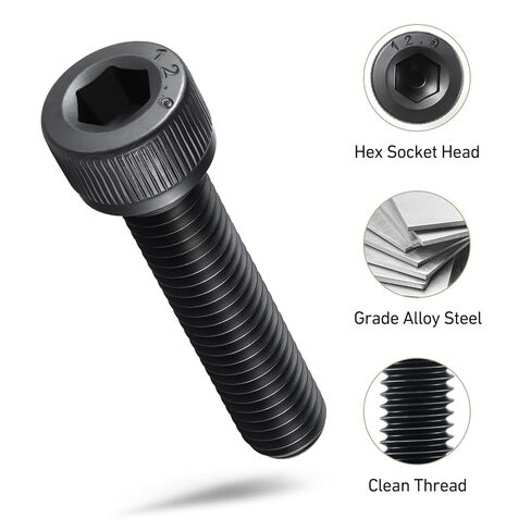 SVLING M6-1.0 x 16mm Bolt, 60PCS M6 Hex Socket Head Cap Screws Bolts, 12.9 Grade Alloy Steel, Full Threads, Allen Socket Drive, with Hex Spanner in Saudi Arabia