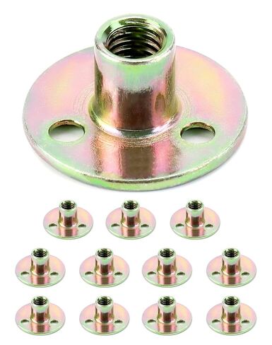 QWORK 3/8"-16 Iron Plate Nut, 12-Piece Set T-nut with Round Base Carbon Steel T-Nuts, Furniture Hardware Flange Insert Female Thread T-Nut in Saudi Arabia