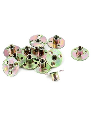 QWORK 3/8"-16 Iron Plate Nut, 12-Piece Set T-nut with Round Base Carbon Steel T-Nuts, Furniture Hardware Flange Insert Female Thread T-Nut in Saudi Arabia