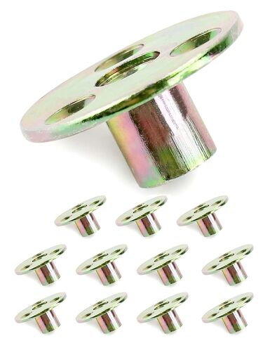 QWORK 3/8"-16 Iron Plate Nut, 12-Piece Set T-nut with Round Base Carbon Steel T-Nuts, Furniture Hardware Flange Insert Female Thread T-Nut in Saudi Arabia