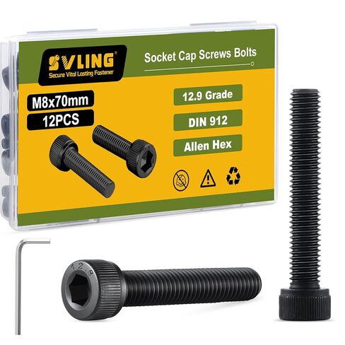 SVLING M6-1.0 x 16mm Bolt, 60PCS M6 Hex Socket Head Cap Screws Bolts, 12.9 Grade Alloy Steel, Full Threads, Allen Socket Drive, with Hex Spanner in Saudi Arabia