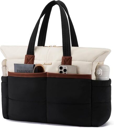 LOVEVOOK Tote Bag for Women,Light Puffer Tote Bag with Multi-pockets,Stylish Carry on Laptop Bags for Daily,Travel,Work,Gym in Kuwait