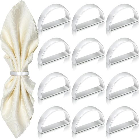 KPOSIYA Napkin Rings Set of 12, Metal Gold Napkin Rings Bulk for Table Settings, D-shape Napkin Holders Rings for Dinner Table Decor, Easter, Fall,Thanksgiving, Christmas, Party,（Brilliant Gold12 pcs） in Kuwait