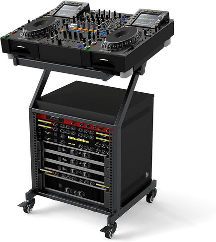 حامل خلاط Goplus 9U DJ، عربة مسرح دوارة قابلة للتعديل مع عجلات قابلة للقفل، حقيبة معدات استوديو احترافية للمنزل والمكتب وعرض الموسيقى ومراحل الأداء in Saudi Arabia