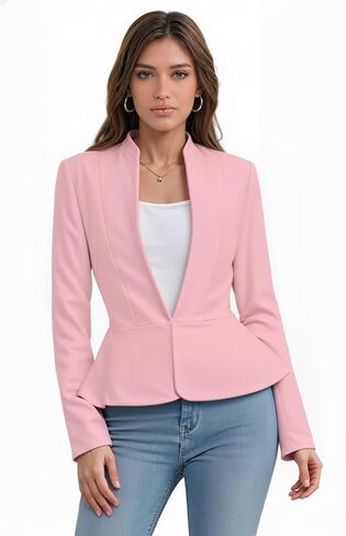 Hybrid & Company Women's Casual Work Office Elegant Open Front Premium Nylon Blazer Jacket in Saudi Arabia