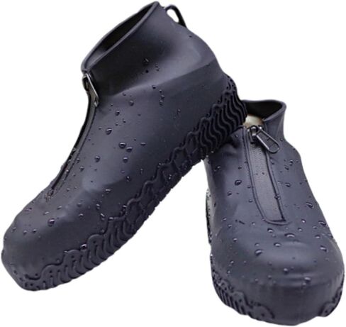 Zip Closure Waterproof Shoe Covers for Rain 2 Pairs – Reusable Silicone Overshoes for Men Women – Non Slip, Foldable, Washable Galoshes Shoe Protectors in Saudi Arabia