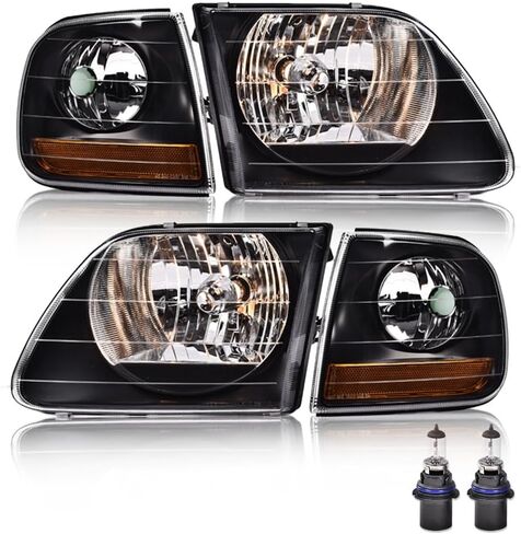 PIT66 Headlight Assembly Halogen Compatible with Ford F150 1998 1999 2000 2001 2002 2003/2004 F150 Heritage/Fit 1997-2002 Expedition/Fit 1998-1999 F250 w/Bulbs Clear Lens Headlamp Replacement in Saudi Arabia