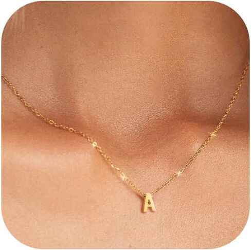 Initial Necklace for Women Girls Kids - Dainty 18K Gold Plated Initial Necklace Tiny A-Z Pendant Necklace Cute Initial Letter Necklace Gold Jewelry Necklace for Women in Kuwait