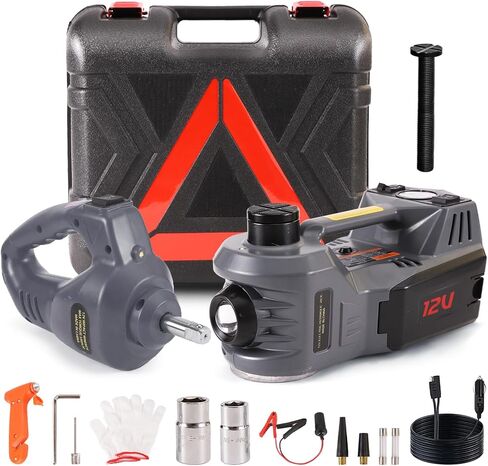 EFFIROSO Battery Powered Electric Car Jack 5 Ton 18V Cordless Portable Automatic Tire Change Kit Emergency Repair Tire Tools for SUV Sedans Yellow in Saudi Arabia