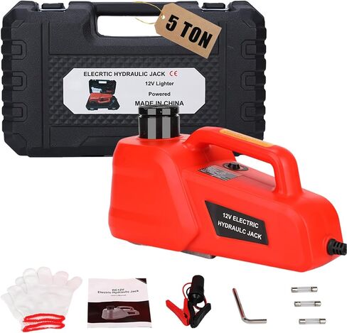 EFFIROSO Battery Powered Electric Car Jack 5 Ton 18V Cordless Portable Automatic Tire Change Kit Emergency Repair Tire Tools for SUV Sedans Yellow in Saudi Arabia