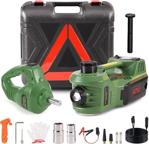 EFFIROSO Battery Powered Electric Car Jack 5 Ton 18V Cordless Portable Automatic Tire Change Kit Emergency Repair Tire Tools for SUV Sedans Yellow in Saudi Arabia