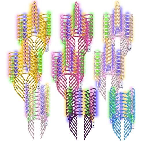 Xinnun 64 Pieces Light up Cat Ears Headband LED Bunny Glow in Dark Cat Ears Hairband Party Supplies for Women Adult Costume in Kuwait