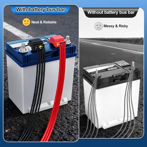 حامل أطراف البطارية البحرية 2340 - قضبان توصيل نحاسية نقية مطلية بالقصدير، كتل قضبان ناقل البطارية الإيجابية والسلبية، 32 فولت 100 أمبير، مع براغي غير قابلة للصدأ - توزيع الطاقة لعربة الجولف، عربة سكن متنقلة، قارب، سيارة in Kuwait