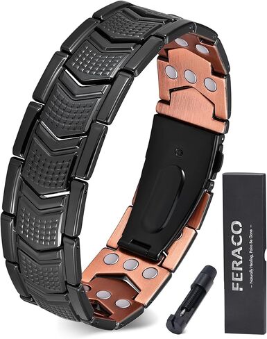 Feraco Copper Bracelet for Men 3X Strength,Magnetic Therapy Bracelet Copper Jewelry with Powerful 3800 Gauss Magnets in Kuwait