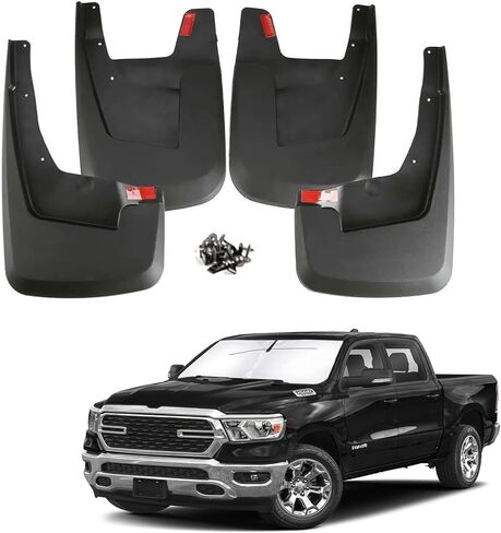Mud Flaps for 2019 2020 2021 2022 2023 2024 RAM 1500 New Body Style/Non-Classic Model/Only Fits with OEM Fender Flares/Not for TRX Model/No Drill All Weather Mudflaps Splash Guards for Trucks in Saudi Arabia