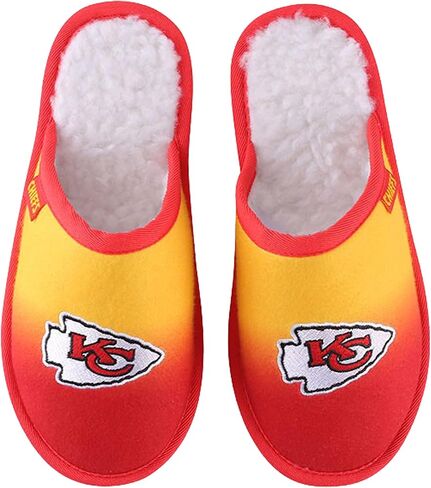 FOCO NFL Men's Official Primary Logo Embroidered Sherpa Lined Gradient Scuff Slide Slippers in Saudi Arabia