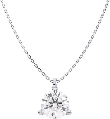 IGI Certified 1 Carat Lab Grown Diamond Round Solitaire Pendant Necklace for Women - 14k White Gold Necklace (I-J, VS1-VS2, 1.00 cttw) - 3-Prong Martini - 18 Inch Chain in Kuwait