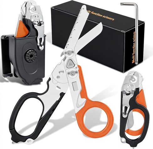 SUVIVISUN 6-in-1 Multi-Tool Trauma Shears, Foldable Stainless Steel EMT Scissors with Holster for Emergency, Outdoor & Camping Rescue (purple) in Saudi Arabia