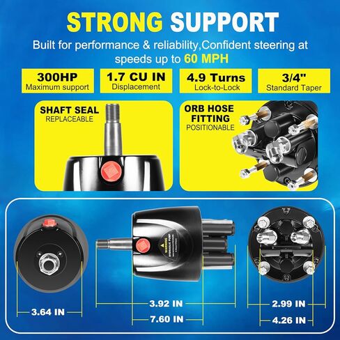 HH5271-3 Hydraulic Steering Helm Pump – 1.7 cu in Front Mount Replacement for Seastar Helm, Up to 300HP Engines, 4.9 Lock-to-Lock Turns, Built-in Lock Valve,Compatible with Boat Hydraulic Steering Kit in Saudi Arabia