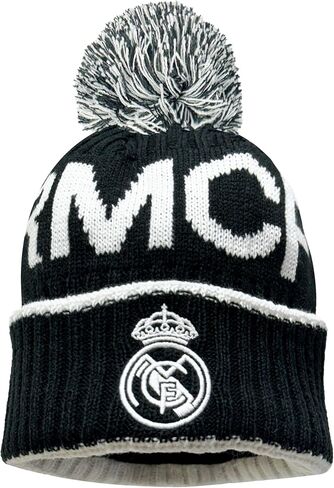 Real Madrid Knit Beanie Winter Hat, Licensed R. Madrid Soccer Skull Cap Beanie Black in Saudi Arabia