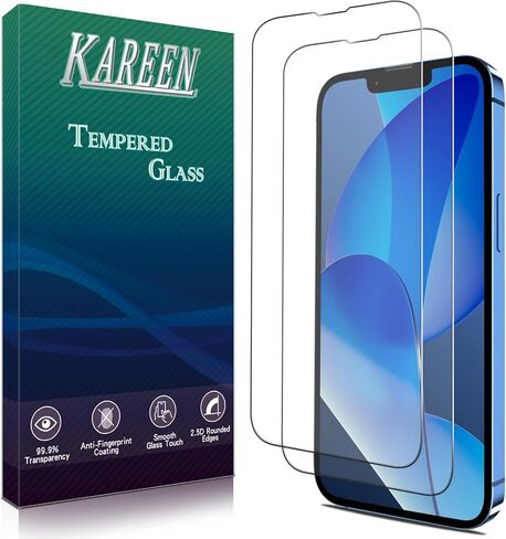 KAREEN 2 Pack Designed for iPhone 13, iPhone 13 Pro Screen Protector Tempered Glass Flim, Anti-Scratch, Bubble Free, Case Friendly in Saudi Arabia
