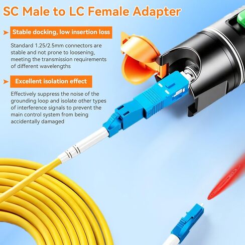 4 قطع SC أنثى إلى LC ذكر محول وضع واحد، 9/125um SC/UPC ذكر إلى LC/UPC أنثى موصل محول الألياف البصرية لمقياس الطاقة البصري، محدد موقع الخطأ البصري، الاتصالات الرقمية in Kuwait