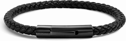 Elegatto Elagio Premium Braided Leather Bracelet for Men | Full-Grain Braided Leather with Sterling Silver Polished Stainless Steel Clasp | Men’s Designer Bracelets in Kuwait