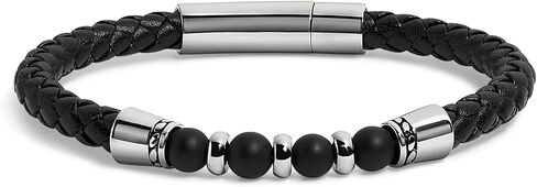 Elegatto Elagio Premium Braided Leather Bracelet للرجال | جلد مضفر الكامل مع الفضة الاسترليني المصقول المصقول من الفولاذ المقاوم للصدأ المشبك | أساور مصمم الرجال in Kuwait