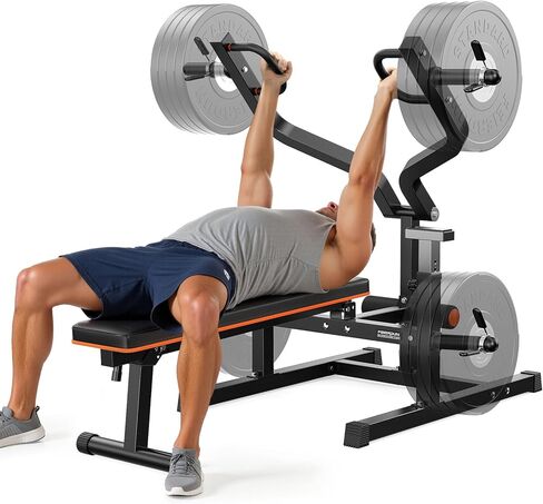 FEIERDUN 3-Grip U-Handles Chest Press Machine, 1250LBS Bench Press Machine with Independent Converging Arms, 11+3 Adjustable Positions, Flat Incline Bench for Chest, Arms, Abs & Shoulder Home Gym in Saudi Arabia