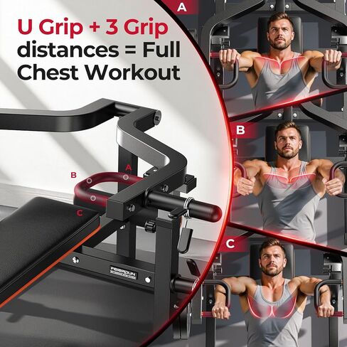 FEIERDUN 3-Grip U-Handles Chest Press Machine, 1250LBS Bench Press Machine with Independent Converging Arms, 11+3 Adjustable Positions, Flat Incline Bench for Chest, Arms, Abs & Shoulder Home Gym in Saudi Arabia