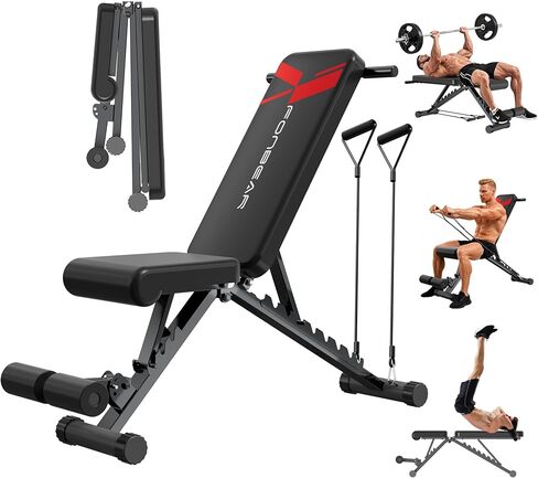 مقعد وزن قابل للتعديل من FONBEAR، مقعد تمرين قابل للطي بوزن 660 رطل لتدريب قوة الجسم بالكامل، مقعد متعدد الوظائف للضغط على المقعد - رائع للمبتدئين والاستخدام الاحترافي in Kuwait