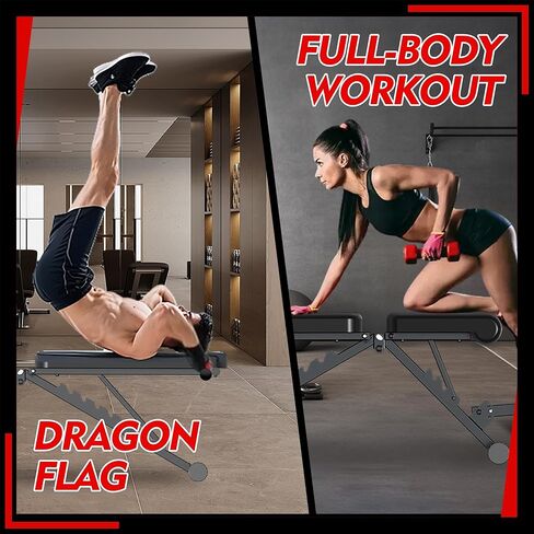 مقعد وزن قابل للتعديل من FONBEAR، مقعد تمرين قابل للطي بوزن 660 رطل لتدريب قوة الجسم بالكامل، مقعد متعدد الوظائف للضغط على المقعد - رائع للمبتدئين والاستخدام الاحترافي in Kuwait