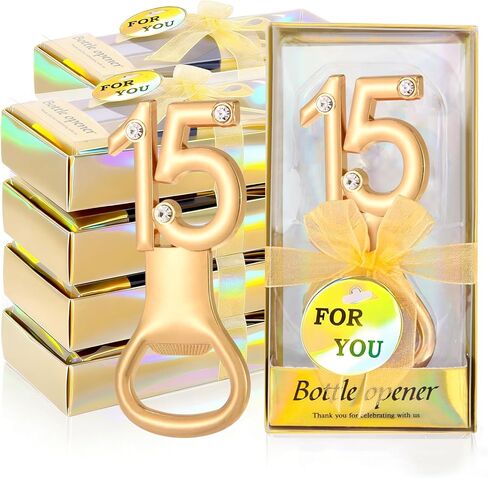 24 قطعة ذهبية 65 فتاحة زجاجات لحفلات عيد الميلاد الخامس والستين تفضل زينة أحجار الراين لهدايا الذكرى السنوية للزفاف أو تذكارات للضيوف in Kuwait