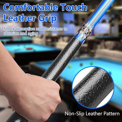 Winucue Pool Cue, 58" Pool Cue Sticks for Adults with 13MM Tips Canadian Maple Wood Leather Pattern Grip 18 19 20 21 oz, Professional Billiard Cues Players for Bar House Pool Table Sports 8/9 Ball in Saudi Arabia