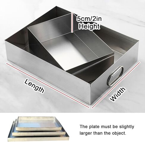 مقلاة تصريف من الفولاذ المقاوم للصدأ مقاس 20 × 20 × 5 سم - صينية متعددة الاستخدامات لالتقاط الزيت مع مقبض للغسالات ومكيفات الهواء والثلاجات والسيارات والمطابخ - صينية تقديم طعام متينة in Saudi Arabia