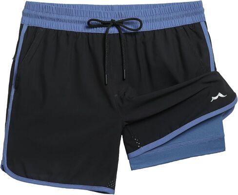 maamgic Workout Running Shorts for Men Retro 5 Inch Gym Shorts with Liner Quick Dry 2 in 1 Athletic Shorts in Kuwait