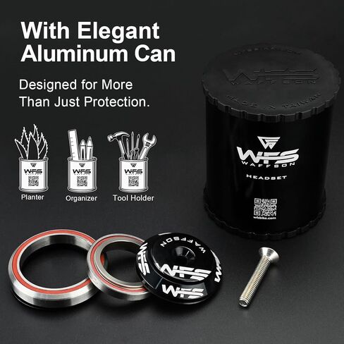 WFS HY638 1-1/8" إلى 1-1/2" مجموعة سماعات مدمجة مدببة لأنابيب رأس مدببة 42 إلى 52.2 مم - سبائك الألومنيوم باستخدام الحاسب الآلي، بدون خيوط، محامل محكمة الغلق للدراجات الجبلية، المدينة، دراجات الطرق، MTB وBMX، أسود in Kuwait