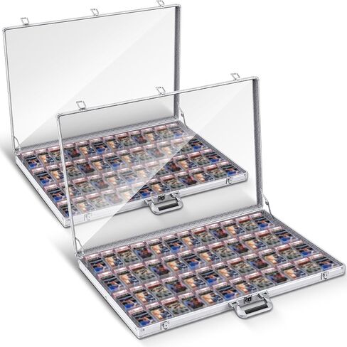 2 Pcs Card Show Display Case Trade Show Display Case Sport Aluminum Glass Table Top Portable Box with Clear Acrylic Showcase with Lock for Jewelry Craft Collect in Saudi Arabia