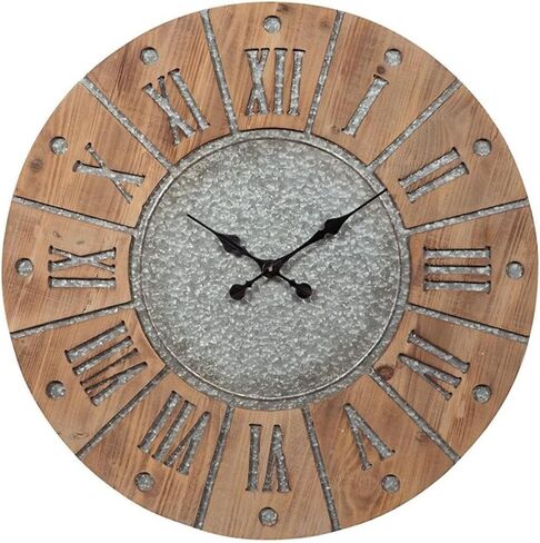 Signature Design by Ashley Payson Farmhouse Wall Clock, 30 x 30 Inches, Natural Wood Finish in Kuwait