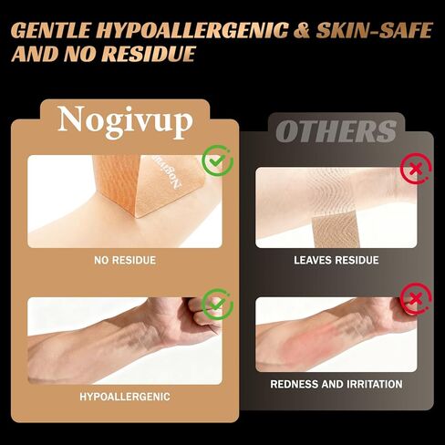 شريط علم الحركة Nogivup - لفتان من شرائط القطن الخالية من اللاتكس، شريط رياضي مرن مقاوم للماء لتخفيف آلام العضلات والمفاصل ودعمها (بيج، عرض 2 بوصة) in Saudi Arabia