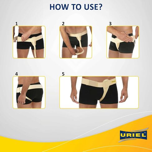 URIEL Left Side Hernia Belts for Men - Inguinal Hernia Belt for Men, Pre and Post Surgery Truss, Size XXL, Cream (49.5-54 Inches) in Kuwait