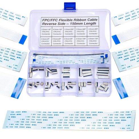 طقم موصل كابل شريط موصل FFC FPC 0.5 مم، موصل ffc-fpc 4P 6P 8P 10P 12P 14P 16P 20P 30P 40P، كابل مسطح مرن بطول 150 مم من النوع B (SH-0.5-RS-B) in Kuwait