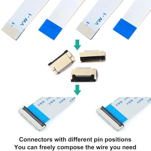 طقم موصل كابل شريط موصل FFC FPC 0.5 مم، موصل ffc-fpc 4P 6P 8P 10P 12P 14P 16P 20P 30P 40P، كابل مسطح مرن بطول 150 مم من النوع B (SH-0.5-RS-B) in Kuwait