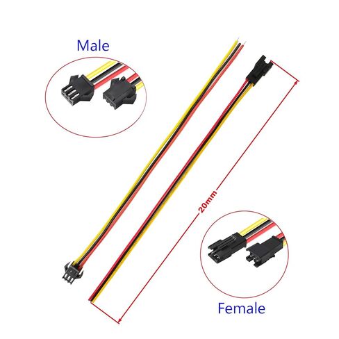 Gikfun JST SM 3-Pins 3P Locking Connector Wire Cables 20cm 22awg Wire for Arduino LED Strip DIY Female & Male Plug (Pack of 10 Pairs) EK2176 in Saudi Arabia